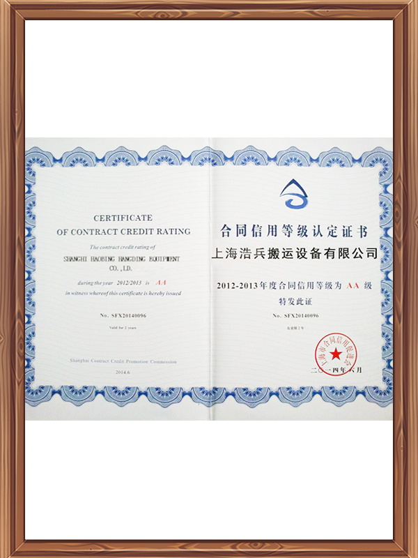 合同信用等級(jí)認(rèn)定證書